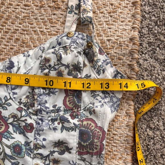 Guess Floral Denim Corset Dress Womens Size 1 White Lace Up Bodycon Mini - Picture 11 of 14